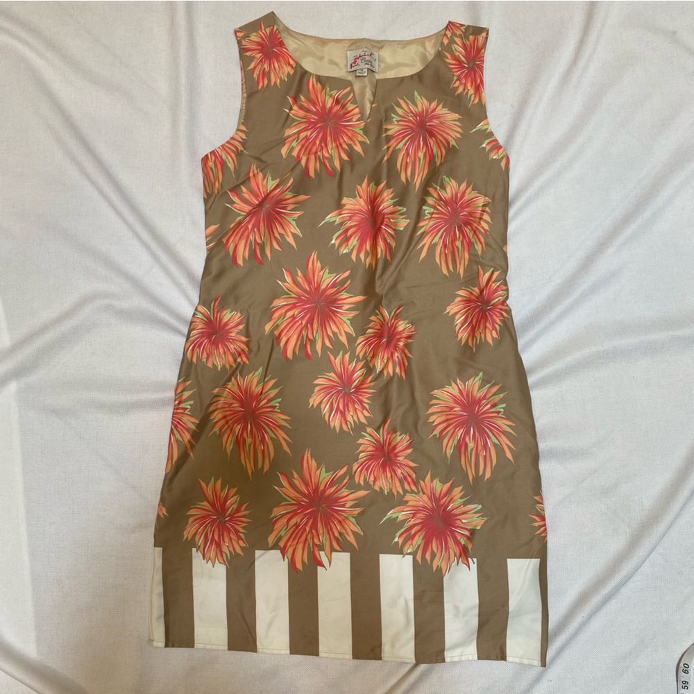 Cece’s New York Floral 12 Dress Stripe Vneck Stripe Sleeveless Lined Zip Travel
